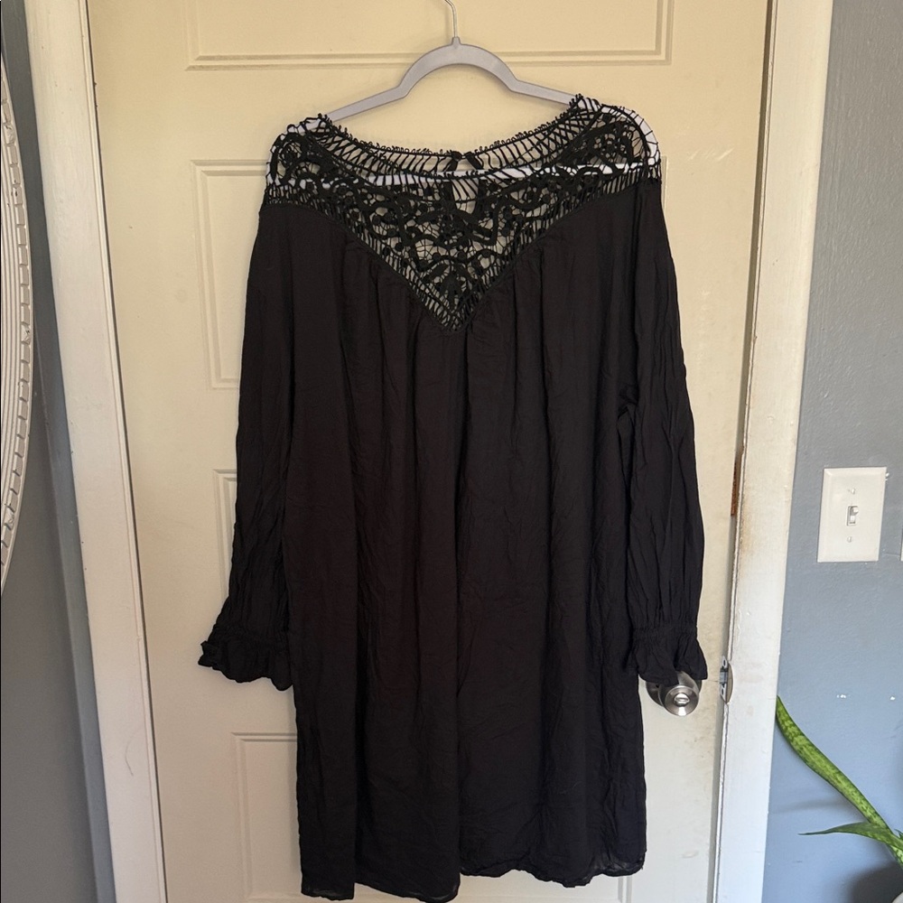 Eloquii Black Lace Detail Mini Dress